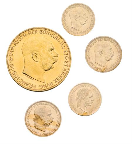 Lot image - Austria, Five Gold Coins