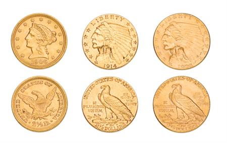 Lot image - $2 1/2 Gold, Three Coins