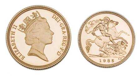 Lot image - Great Britain, 1985 Half-Sovereign and Sovereign