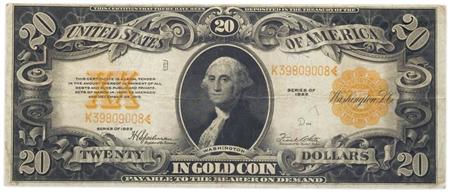 Lot image - $20 1922 Gold Certificate, Fr. 1187