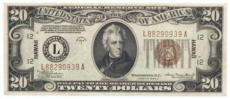 Lot image - $20 1934 A Hawaii Federal Reserve Note, Fr. 2305