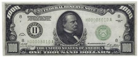 Lot image - $1,000 1928 Federal Reserve Note, Fr. 2210-H