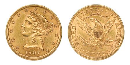 Lot image - 1907 D $5 Liberty Head