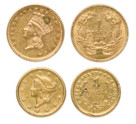 Lot image - $1 Gold, Two Coins