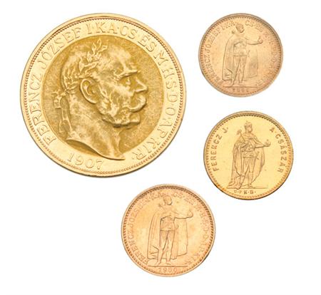 Lot image - Hungary, Four Gold Coins