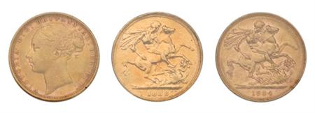 Lot image - Great Britain, Seven Edward or George Sovereigns