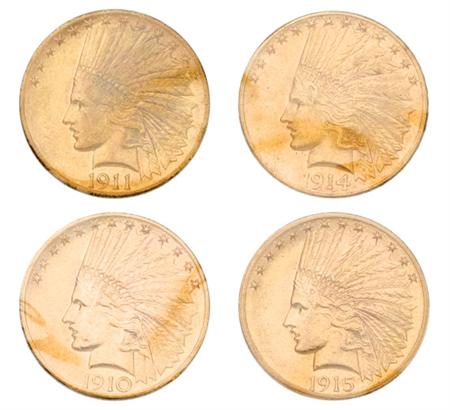 Lot image - $10 Indian, Four Coins
