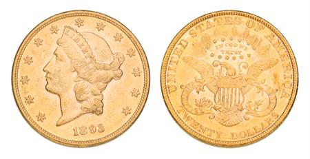 Lot image - 1893 $20 Liberty Head