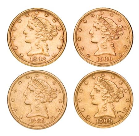 Lot image - $5 Liberty Head, Seven Coins