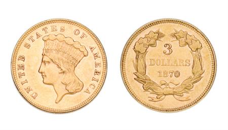 Lot image - 1870 $3 Indian Princess