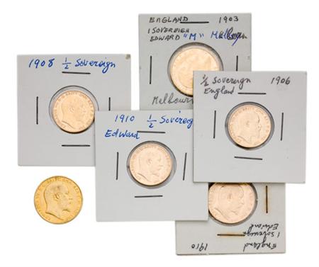 Lot image - Great Britain, Edward VII Gold Sovereigns