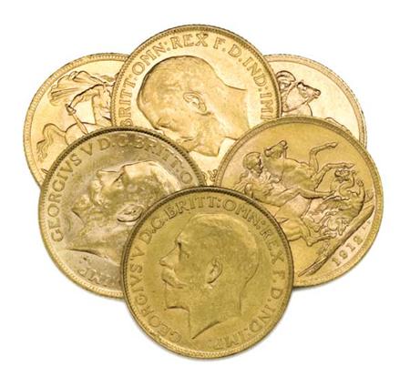 Lot image - Great Britain, George V Gold Sovereigns