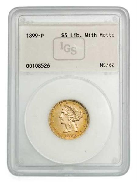 Lot image - 1899 $5 Liberty Head