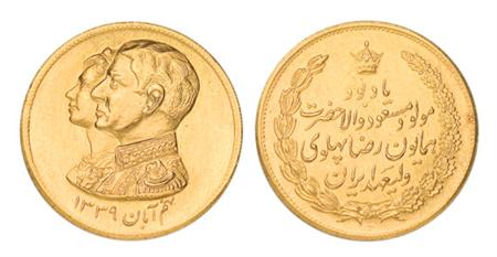 Lot image - Iran, Gold Medallion of the Imperial Couple
