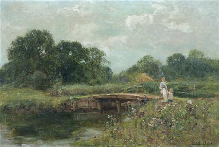 Lot image - Attributed to John Yeend King Across the Footbridge