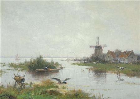 Lot image - Willem Cornelis Rip Dutch, 1856-1922 Plas Loosdrecht, den Haag