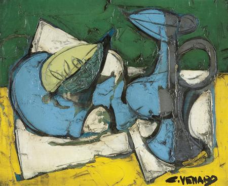Lot image - Claude Venard French, 1913-1999 Still Life with Fruit and Pitcher