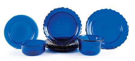 Lot image - Group of Blue Bristol Glass Table Articles