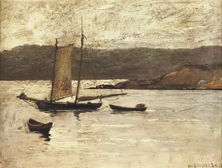 Lot image - Attributed to Carlton Theodore Chapman Ship in East Gloucester, 1885