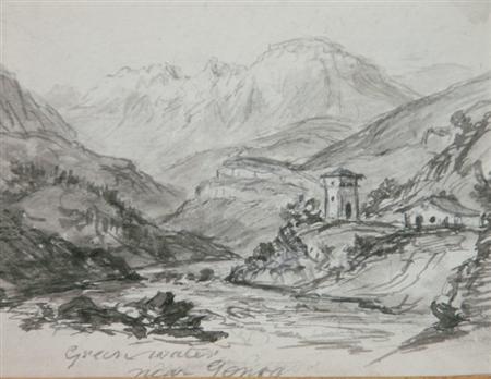 Lot image - DeWitt Clinton Hay American, d. 1877 Near Genoa; Study of Leaves and Boulders and Great Falls, Hudson River: Three