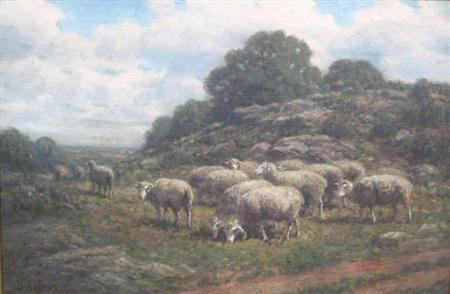 Lot image - George Arthur Hays American, 1854-1934 Sheep on The Hill