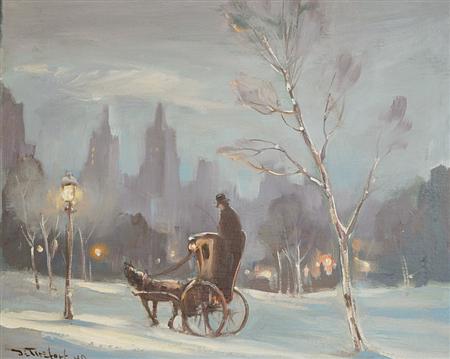 Lot image - Bella de Tirefort American, 20th Century Snow in Central Park, 1949