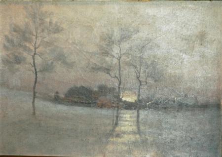 Lot image - G.B. Edwards American, 19th/20th Century Winter Snow Scene, 1884
