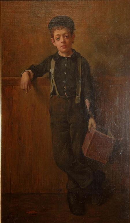 Lot image - Attributed to John Francois Kaufman Portrait of a Boy, 1897