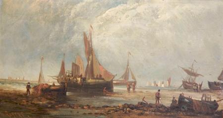 Lot image - W. Rogers British, 19th/20th Century Ships and Figures on the Shore