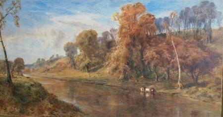 Lot image - Bernard Walter Evans British, 1848-1922 Cattle by the Stream
