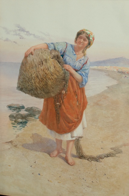 Lot image - Filippo Anivitti Italian, 1876-1955 Carrying the Nets
