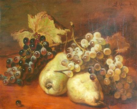 Lot image - Ludwig Adam Kunst German, circa 1857-1929 Still Life with Pears and Grapes