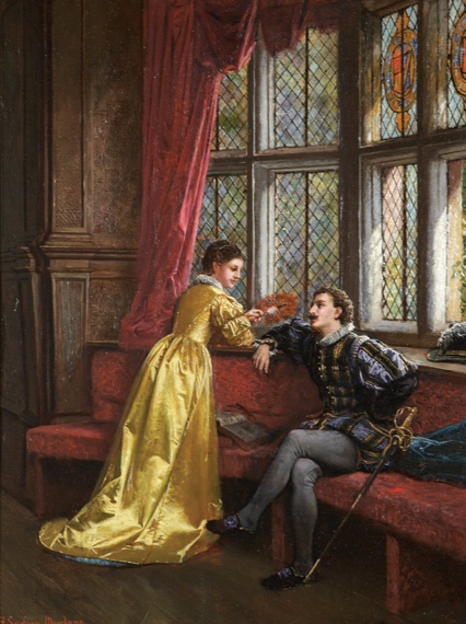 Lot image - Francis Sydney Muschamp British, 1851-1929 Couple Conversing in an Interior