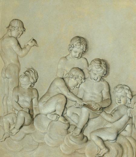 Lot image - Follower of Piat Joseph Sauvage Putti in Conversation