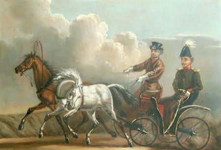 Lot image - Russian School 19th Century Two Men Riding