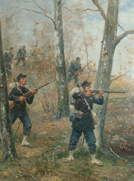 Lot image - Paul Emile Leon Perboyre French, 1851-1929 A Fight in a Forest