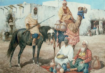 Lot image - Giuseppe Gabani Italian, 1846-1900 Outside the City Walls