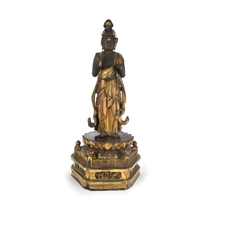 Lot image - Japanese Gilt-Wood Figure of Buddha