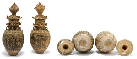 Lot image - Two Southeast Asian Brown Glazed Pottery Vases