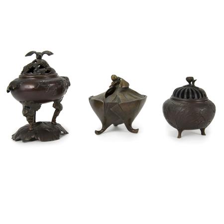 Lot image - Group of Three Japanese Bronze Censers