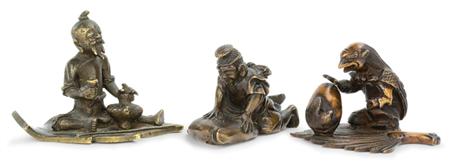 Lot image - Two Japanese Bronze Scroll Weights