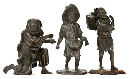 Lot image - Group of Three Japanese Bronze Figures