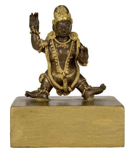 Lot image - Tibetan Gilt-Bronze Figure of  Mahakala