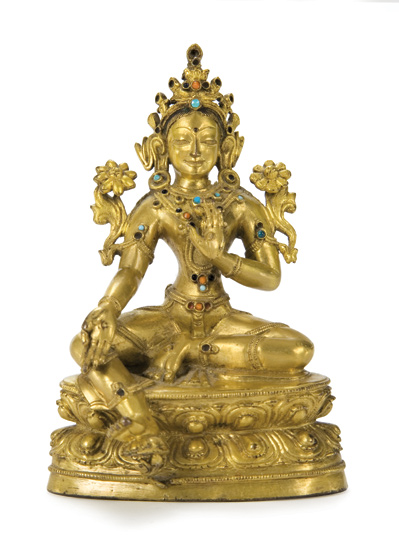 Lot image - Tibetan Gilt-Bronze Figure of Syamatara