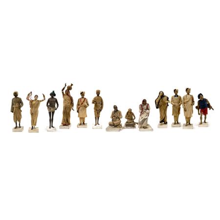Lot image - Group of Thirteen Indian Clay Figures