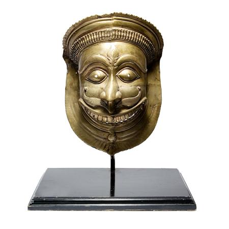 Lot image - Indian Copper Alloy Dance Mask of a Bearded God or Hero