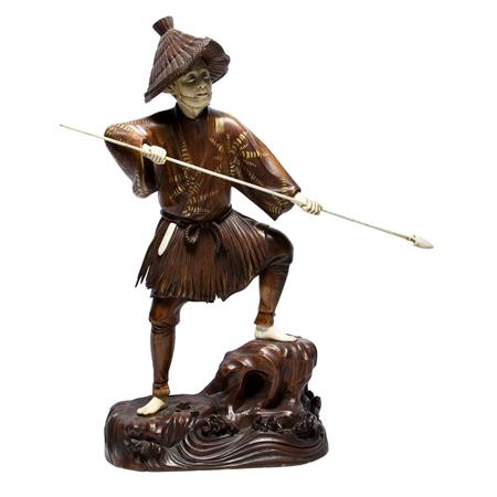 Lot image - Japanese Wood and Ivory Okimono