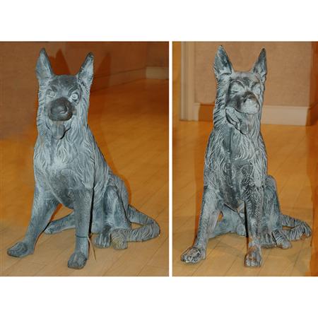 Lot image - Pair of Cast Iron Figures of German Shepards