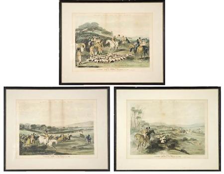 Lot image - After F. C. Turner THE NOBLE TIPS Three hand-colored aquatints