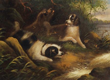 Lot image - Follower of Edward Armfield The Chase and The Kill: Two (Otterhounds)